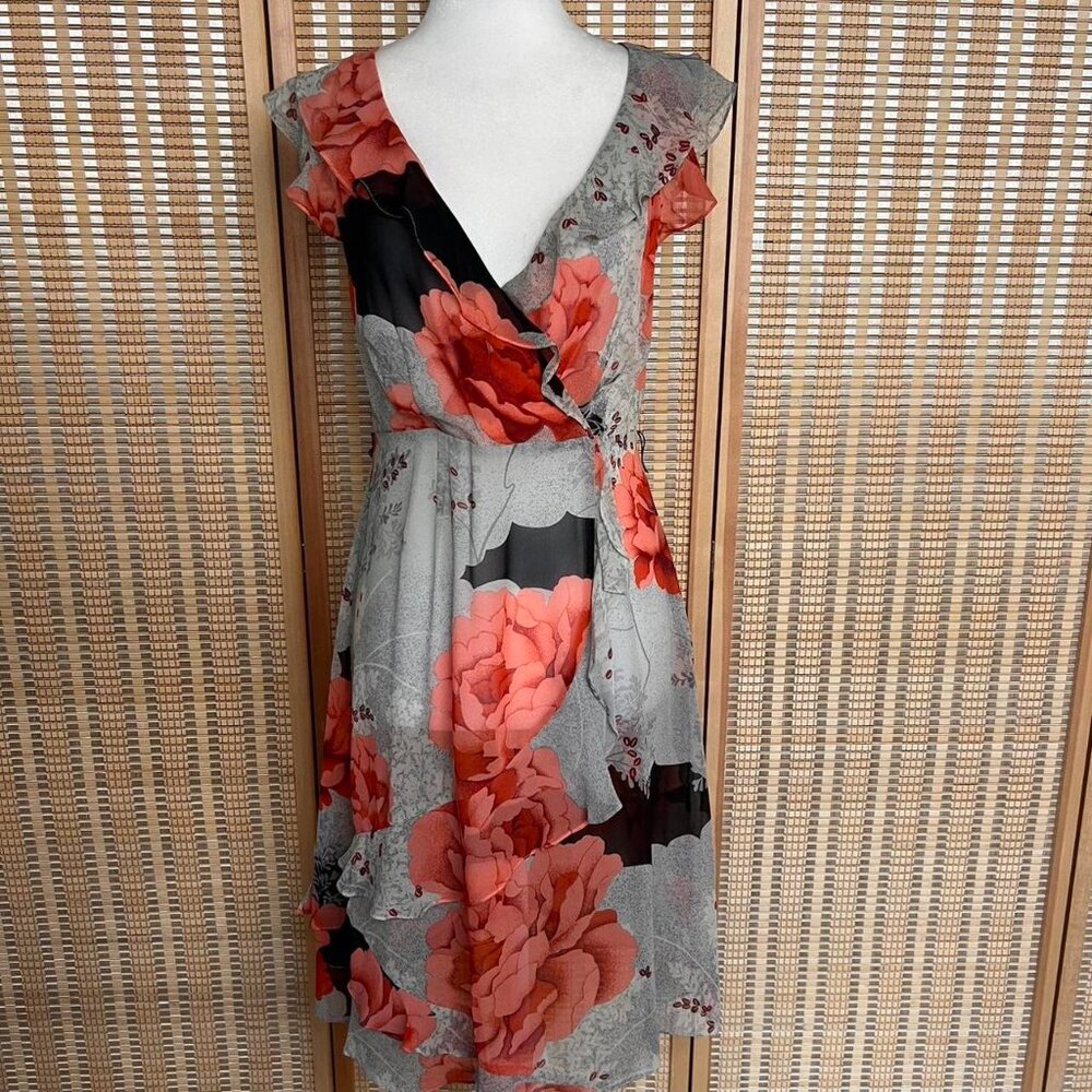 Anthropologie Moulinette Soeurs black, gray, and coral dress size 4